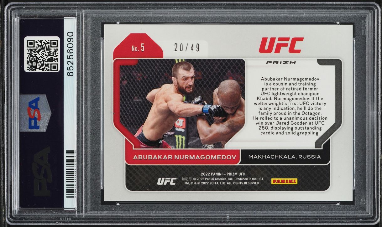 2022 Panini Prizm UFC Teal Abubakar Nurmagomedov ROOKIE /49 #5 PSA 9 MINT