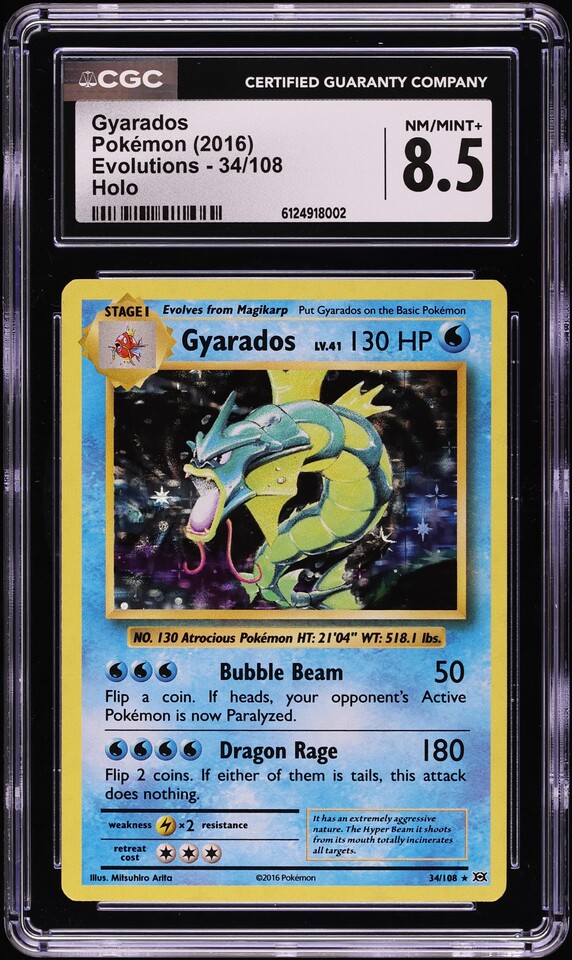 2016 Pokemon XY Evolutions Holo Gyarados #34 CGC 8.5 NM-MT+