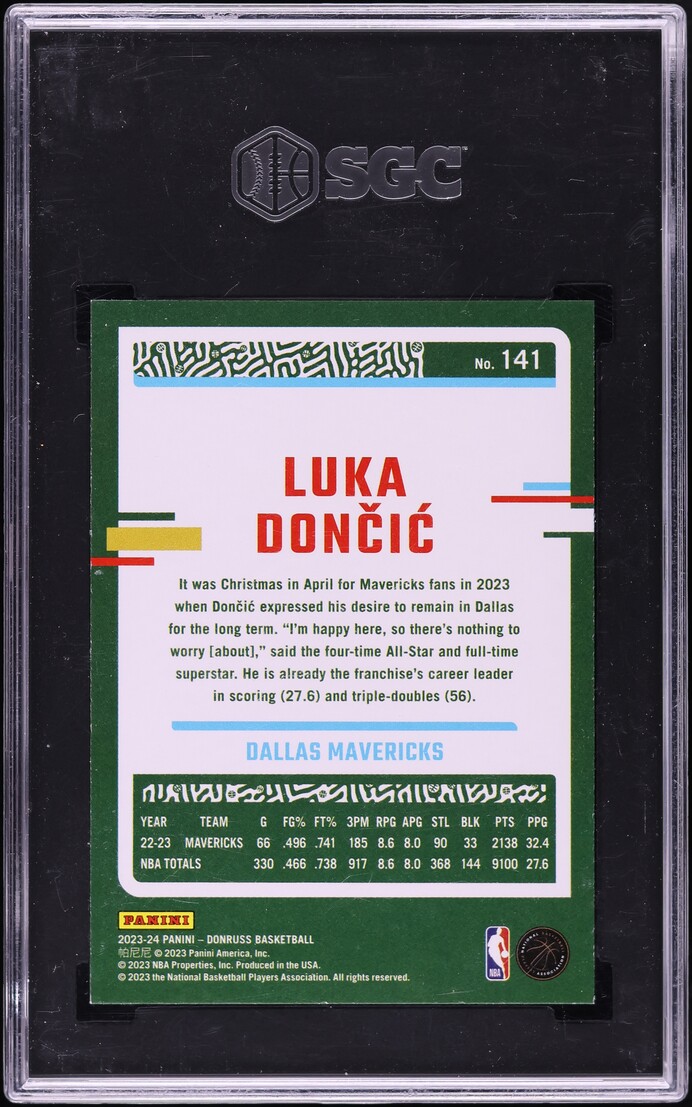 2023 Donruss Green Holo Laser Luka Doncic #141 SGC 9 MINT