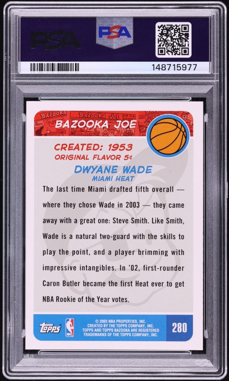2003 Bazooka Basketball Dwyane Wade ROOKIE #280 PSA 9 MINT