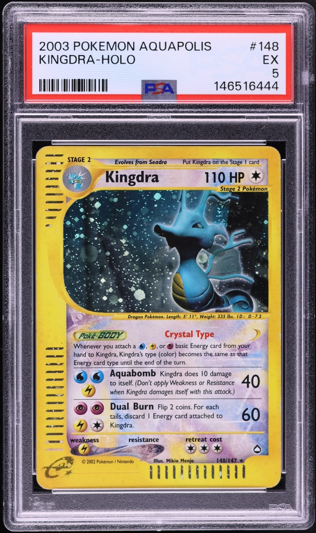 2003 Pokemon Aquapolis Holo Crystal Kingdra #148 PSA 5 EX
