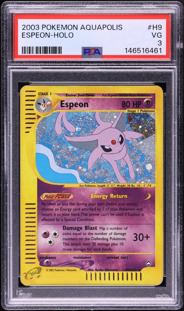 2003 Pokemon Aquapolis Holo Espeon #H9 PSA 3 VG
