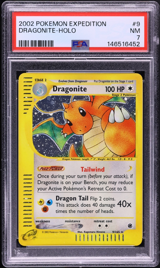 2002 Pokemon Expedition Holo Dragonite #9 PSA 7 NRMT