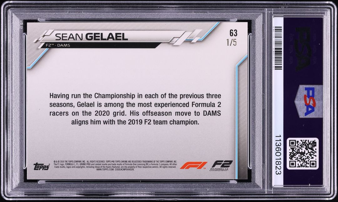 2020 Topps Chrome Formula 1 Red Refractor Sean Gelael 1/5 #63 PSA 9 MINT