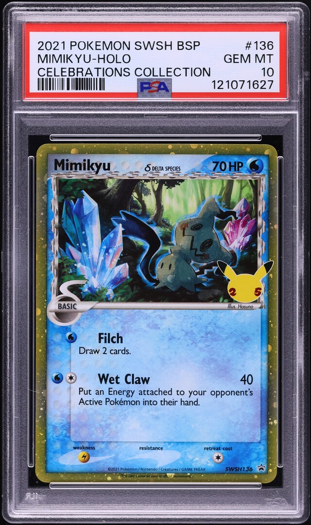 2021 Pokemon SWSH Black Star Promo Celebrations Holo Mimikyu #136 PSA 10 GEM MINT