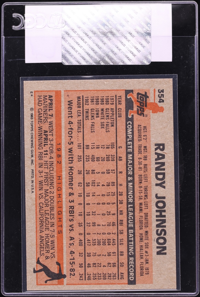 1983 Topps Randy Johnson #354 CGC AUTH