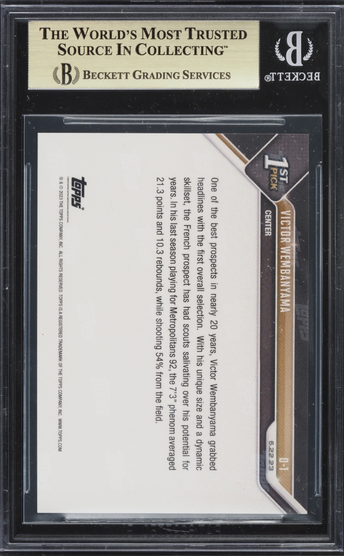 2023 Topps Now Draft Victor Wembanyama ROOKIE #D-1 BGS 10 PRISTINE
