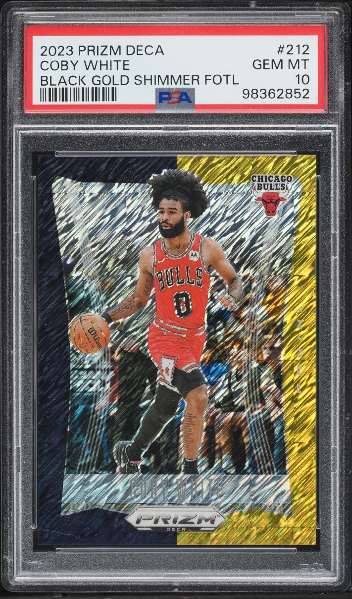 2023 Panini Prizm Deca Black Gold  Shimmer FOTL Coby White /8 #212 PSA 10 GEM MINT