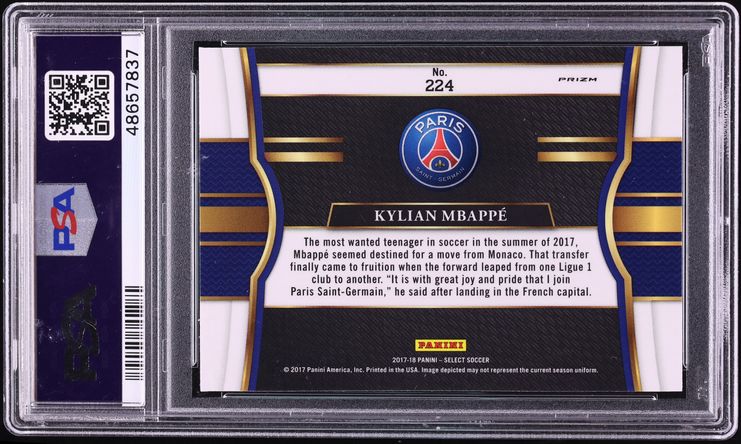 2017 Select Silver Kylian Mbappe ROOKIE #224 PSA 10 GEM MINT - Photo 2