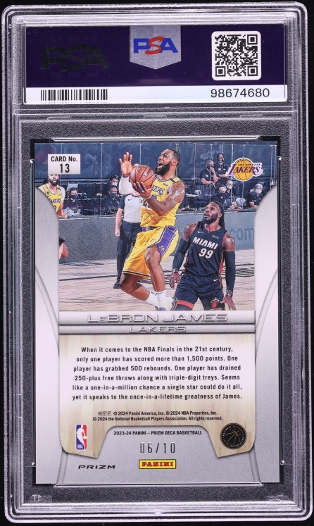 2023 Panini Prizm Deca Finalists Gold LeBron James /10 #13 PSA 9 MINT - Photo 2