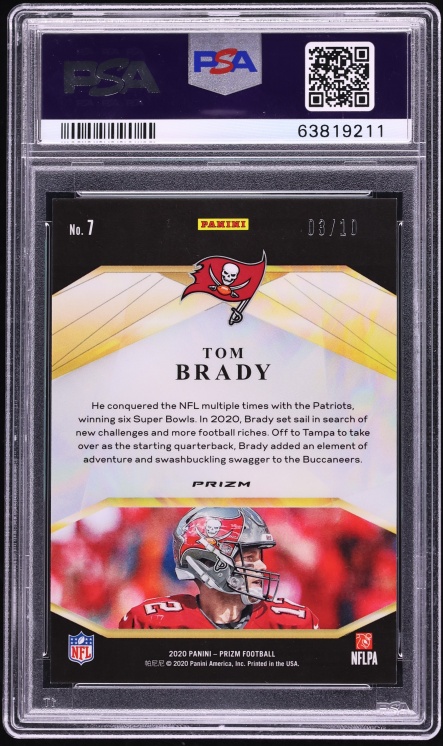 2020 Panini Prizm Brilliance Gold Tom Brady /10 #7 PSA 10 GEM MINT - Photo 2