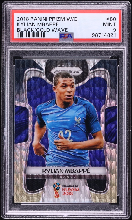 2018 Panini Prizm World Cup Black Gold Wave Kylian Mbappe ROOKIE #80 PSA 9 MINT - Photo 1