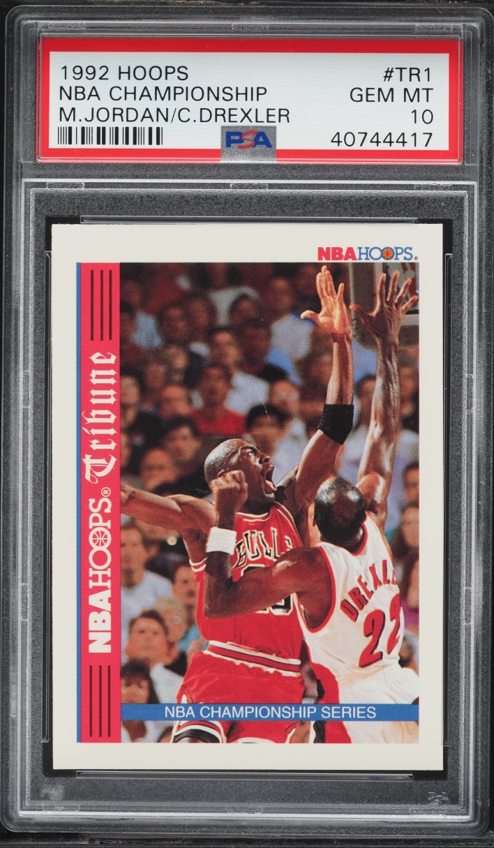 1992 Hoops NBA Championship Michael Jordan Clyde Drexler #TR1 PSA 10 GEM MINT