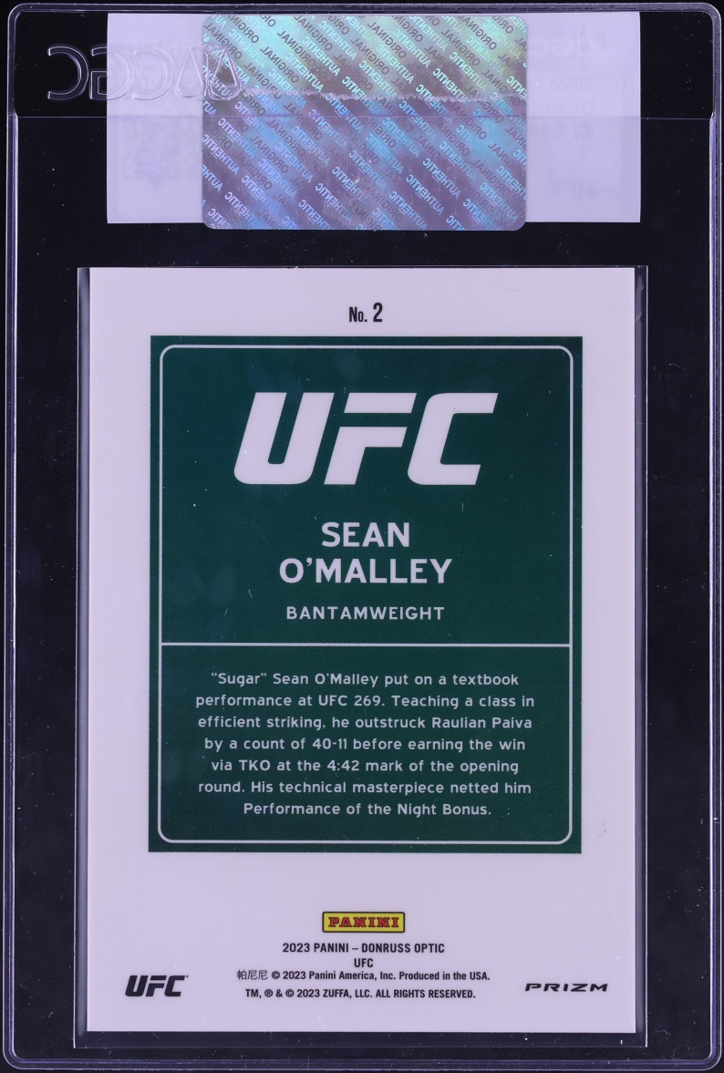 2023 Donruss Optic UFC Downtown Sean O'Malley #2 CGC AUTH