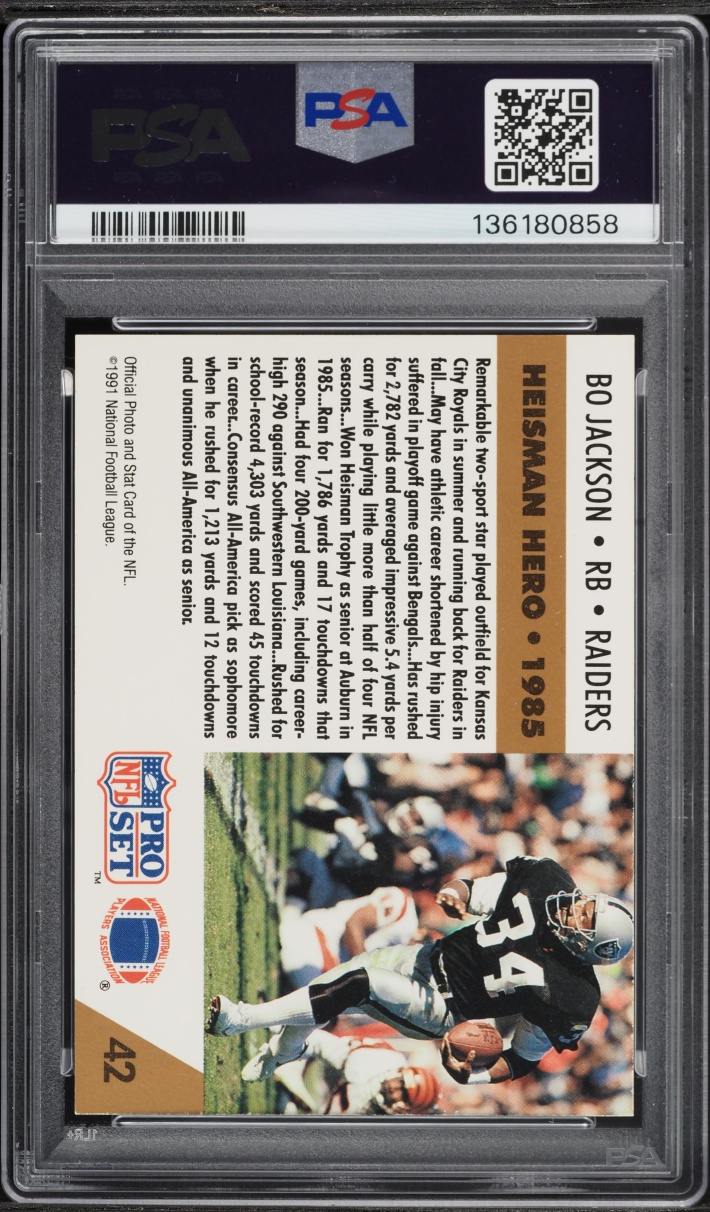 1991 Pro Set Football Bo Jackson #42 PSA 9 MINT