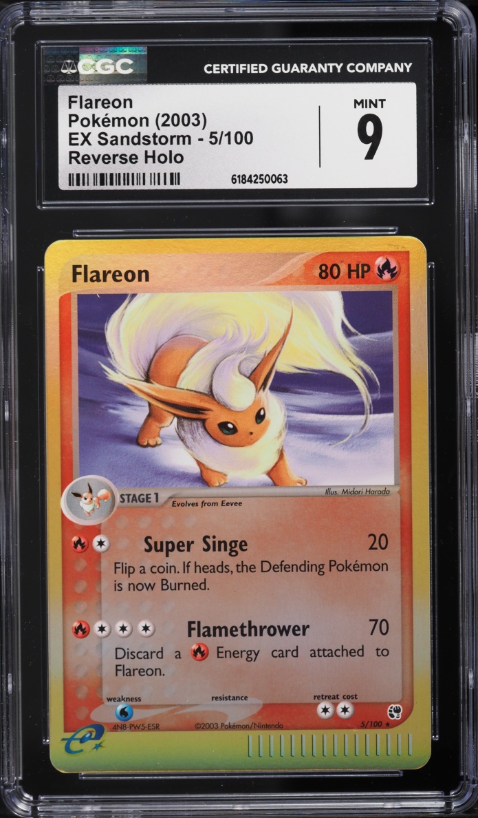 2003 Pokemon EX Sandstorm Reverse Holo Flareon #5 CGC 9 MINT
