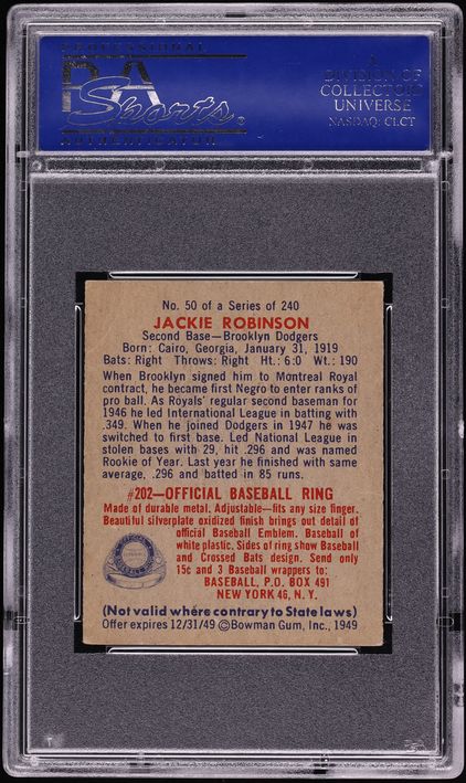 1949 Bowman Jackie Robinson ROOKIE #50 PSA 5 EX
