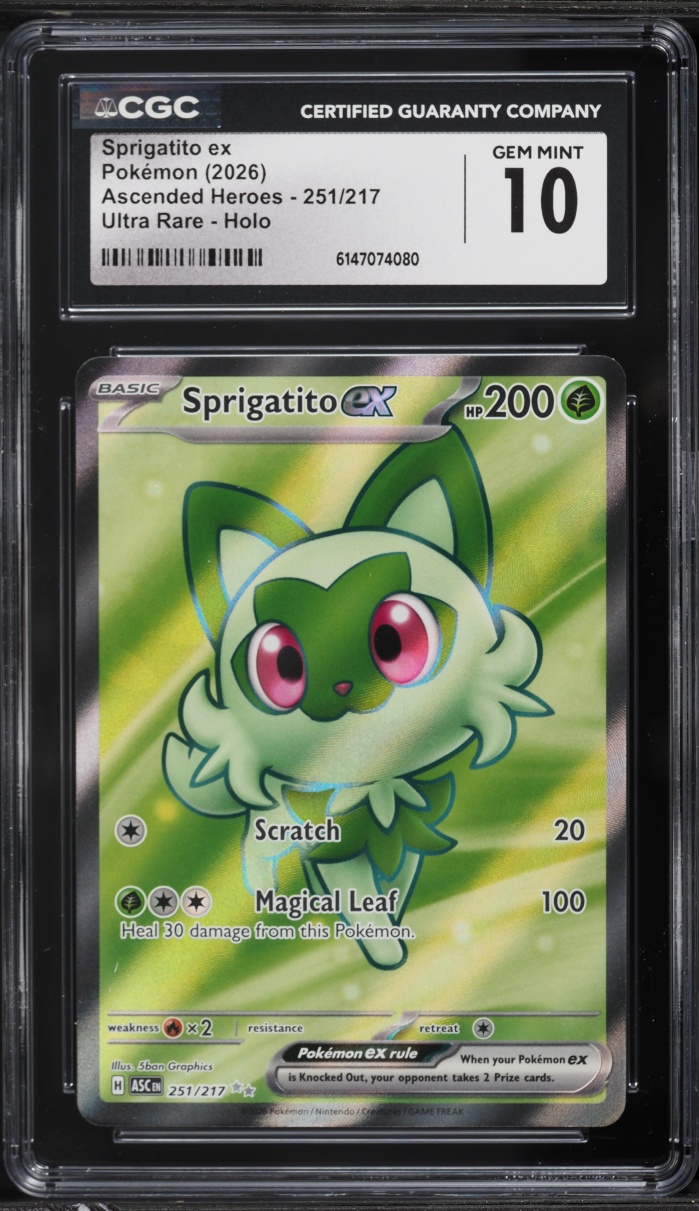 2026 Pokemon Mega Evolution Ascended Heroes Full Art Sprigatito ex #251 CGC 10 GEM MINT