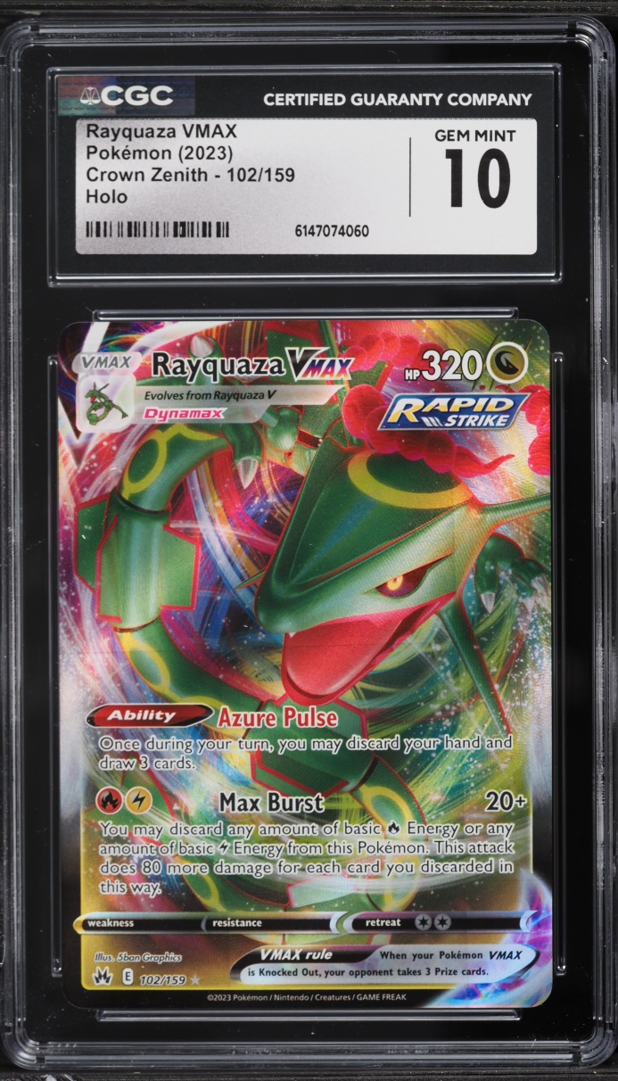 2023 Pokemon Sword & Shield Crown Zenith Alt Art Rayquaza VMAX #102 CGC 10 GEM MINT