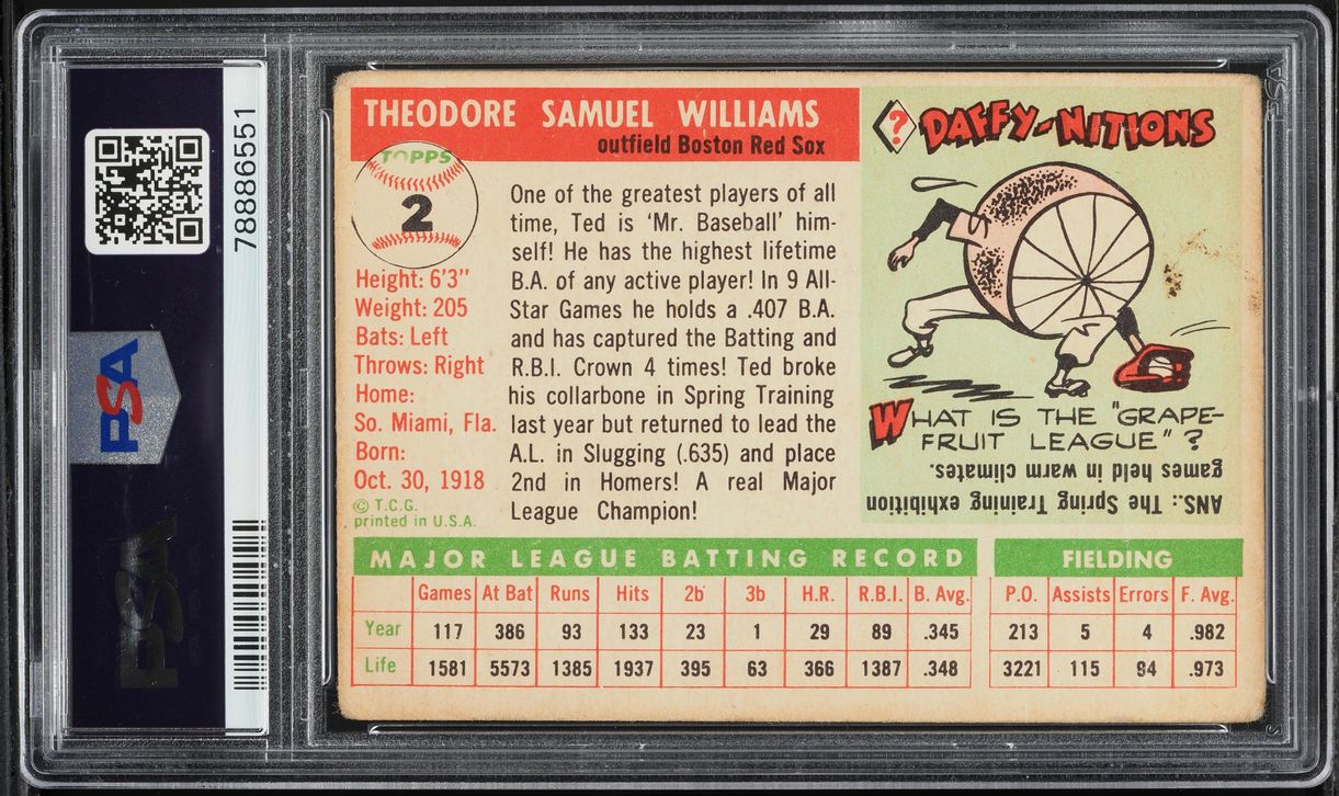 1955 Topps Ted Williams #2 PSA 1 PR