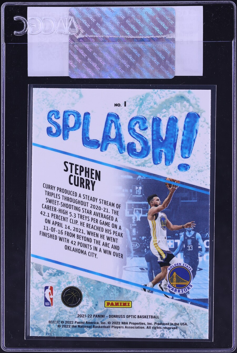 2021 Donruss Optic Splash! Stephen Curry #1 CGC AUTH