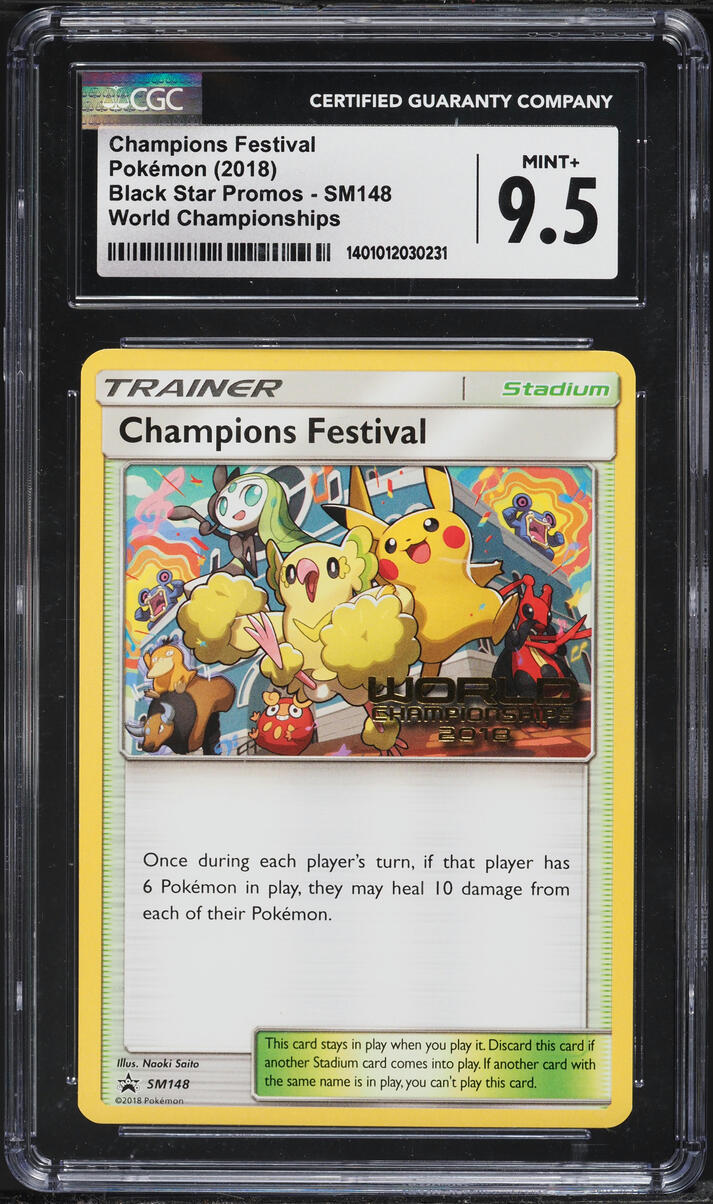 2018 Pokemon Sun & Moon Black Star Promo World Championships Champions Festival CGC 9.5 MINT+