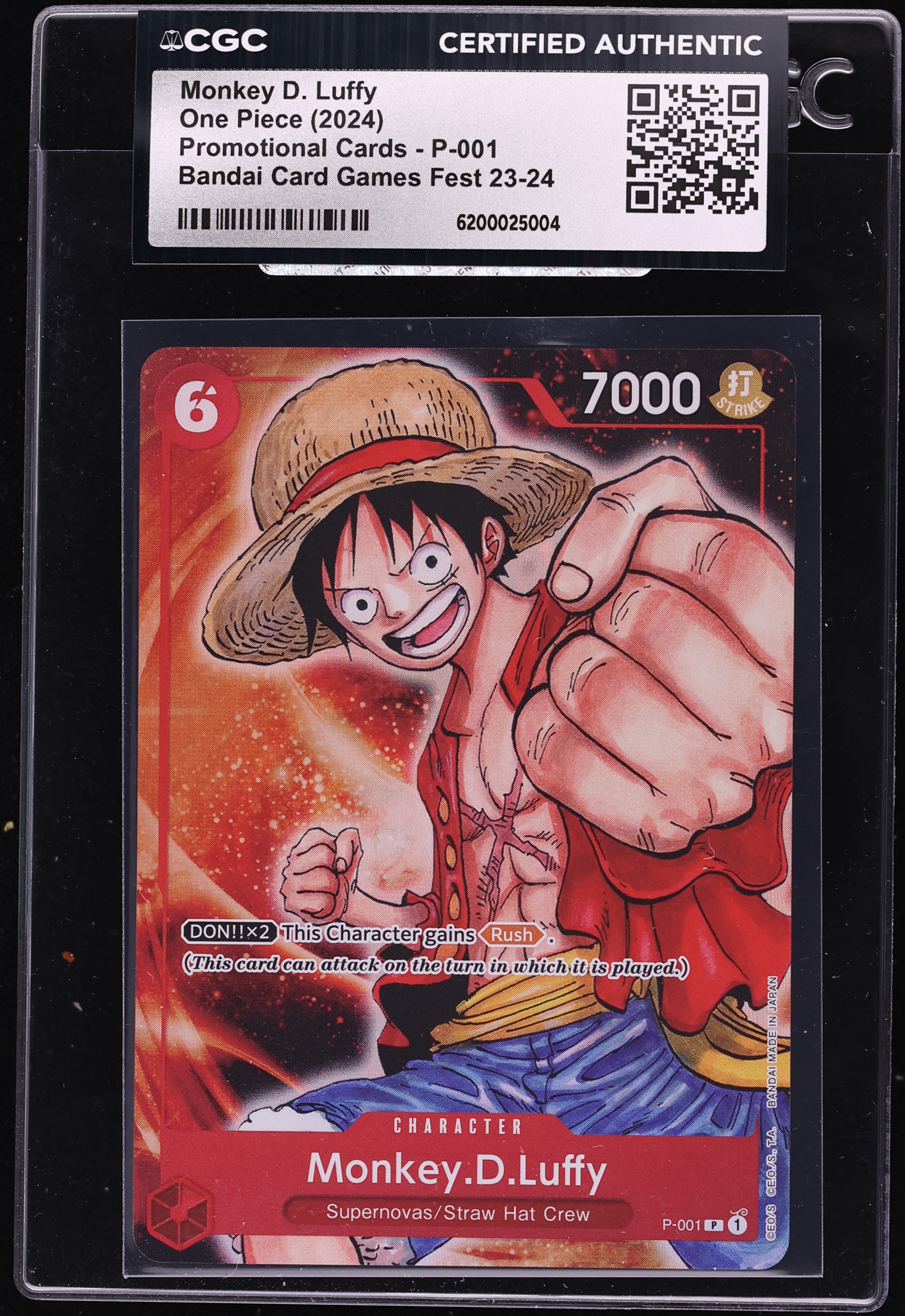 2024 One Piece Promo Bandai Games Fest Monkey D. Luffy #P-001 CGC AUTH