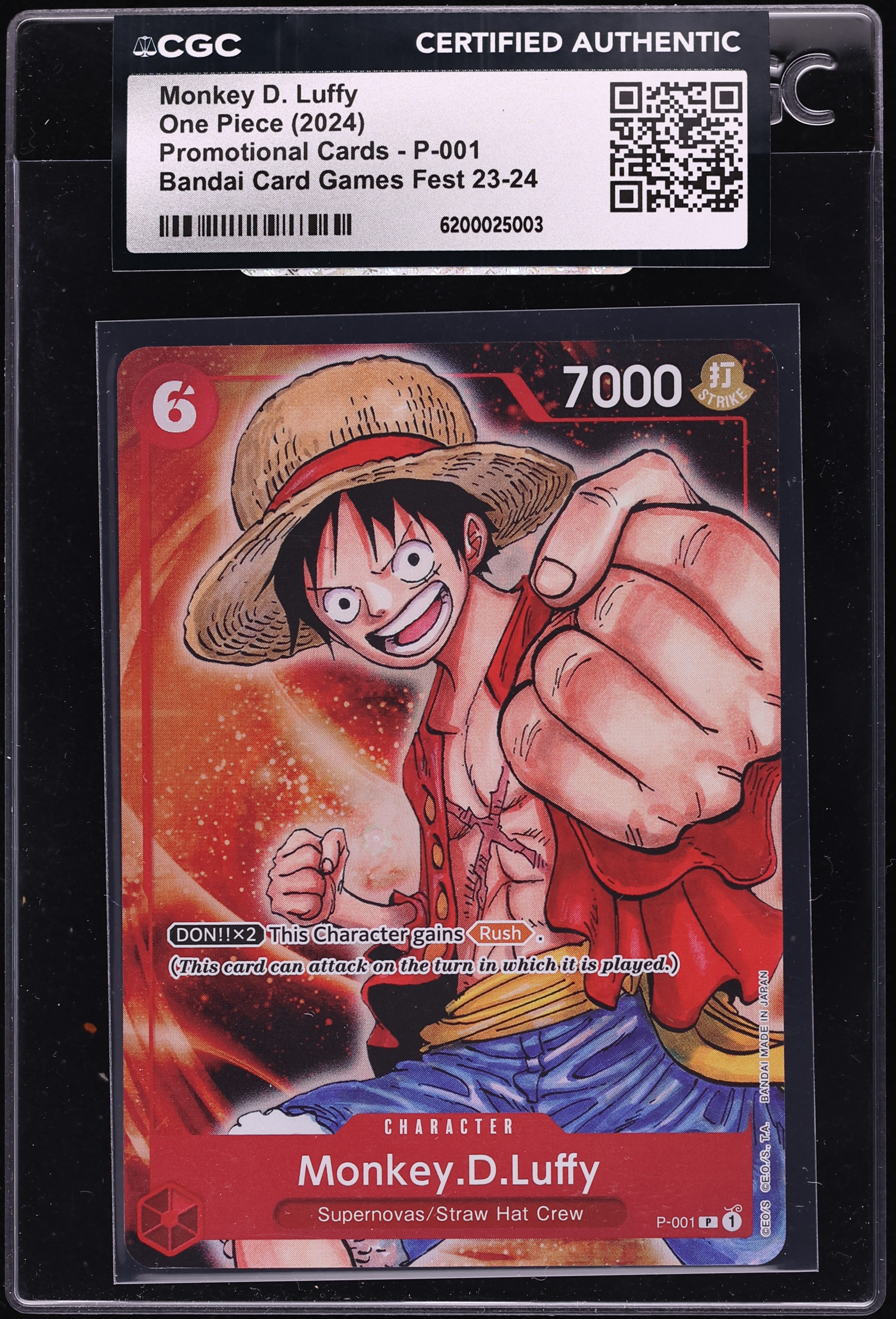 2024 One Piece Promo Bandai Games Fest Monkey D. Luffy #P-001 CGC AUTH