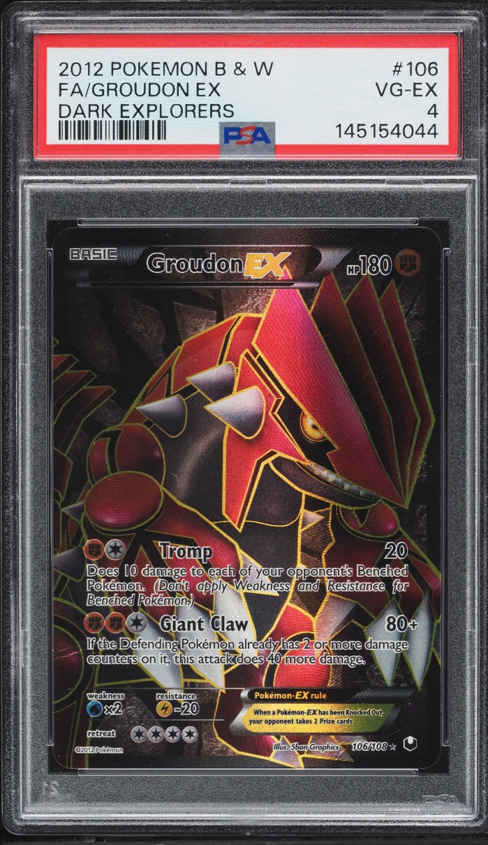 2012 Pokemon Black & White Dark Explorers Full Art Groudon EX #106 PSA 4 VGEX