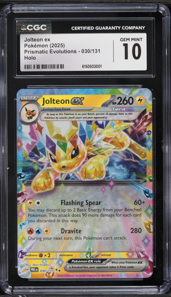 2025 Pokemon Scarlet & Violet Prismatic Evolutions Holo Jolteon ex #30 CGC 10 GEM MINT