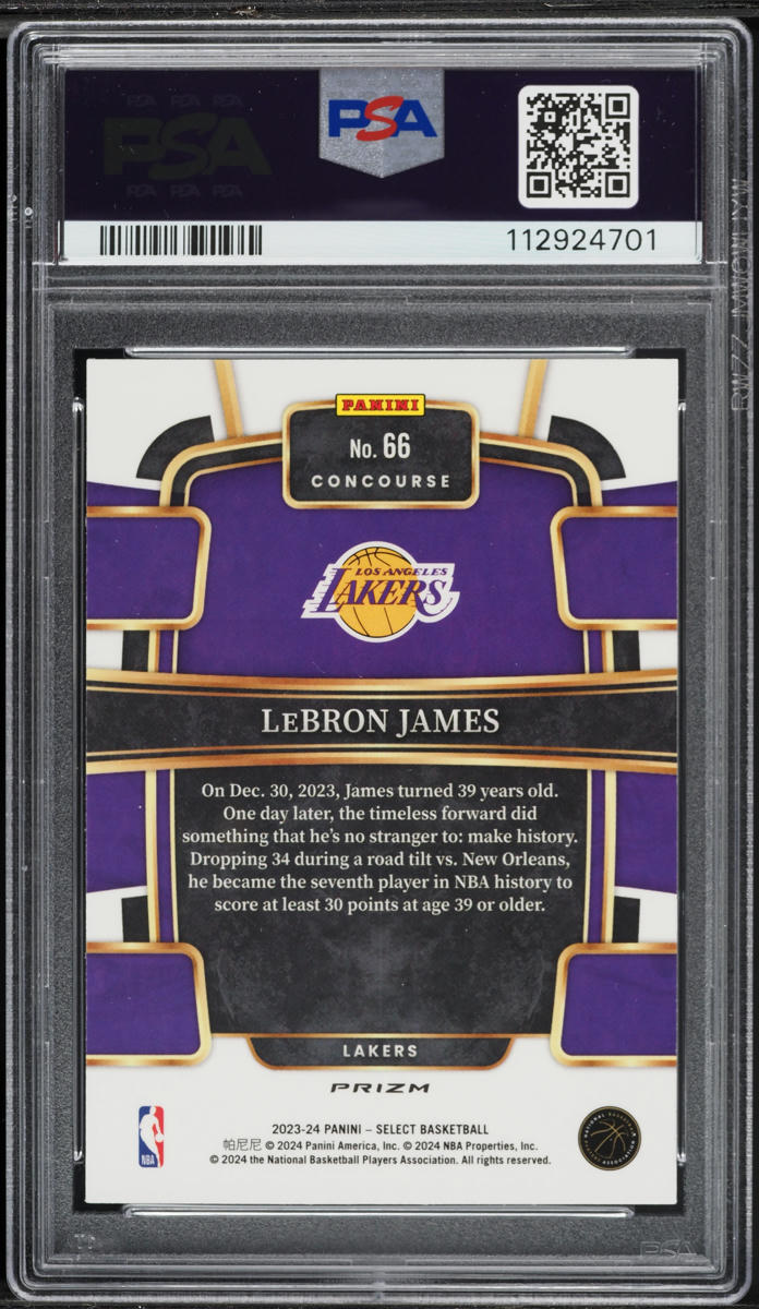 2023 Select Concourse Silver Prizm LeBron James #66 PSA 10 GEM MINT