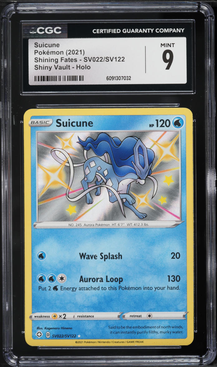 2021 Pokemon Sword & Shield Shining Fates Shiny Suicune #SV022 CGC 9 MINT