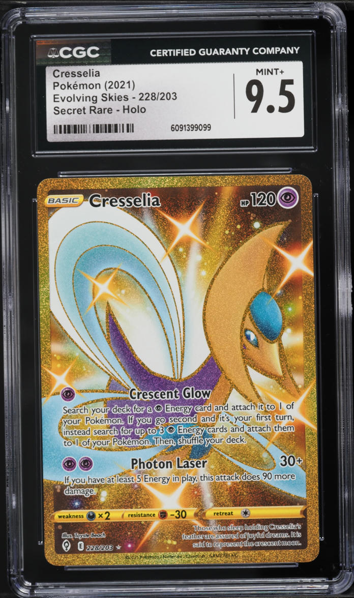 2021 Pokemon Sword & Shield Evolving Skies Secret Rare Cresselia #228 CGC 9.5 MINT+