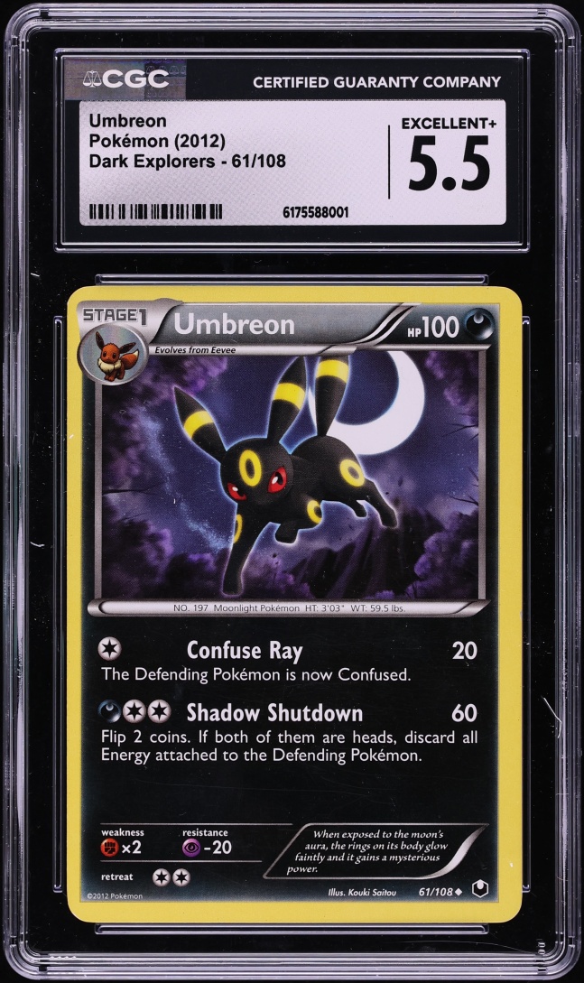2012 Pokemon Black & White Dark Explorers Umbreon #61 CGC 5.5 EX+