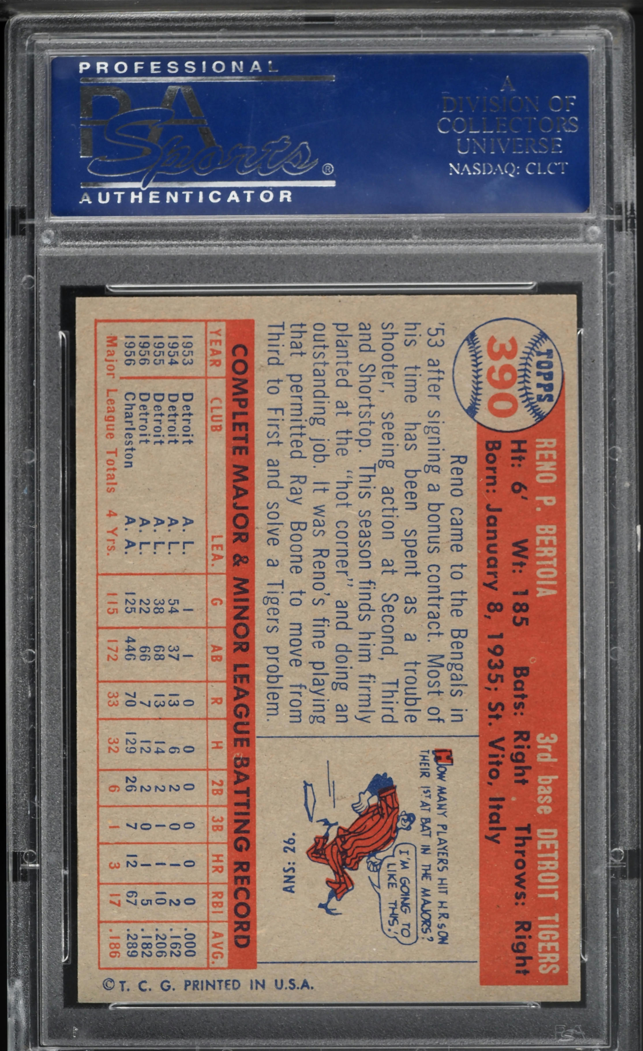 1957 Topps Reno Bertoia #390 PSA 9 MINT