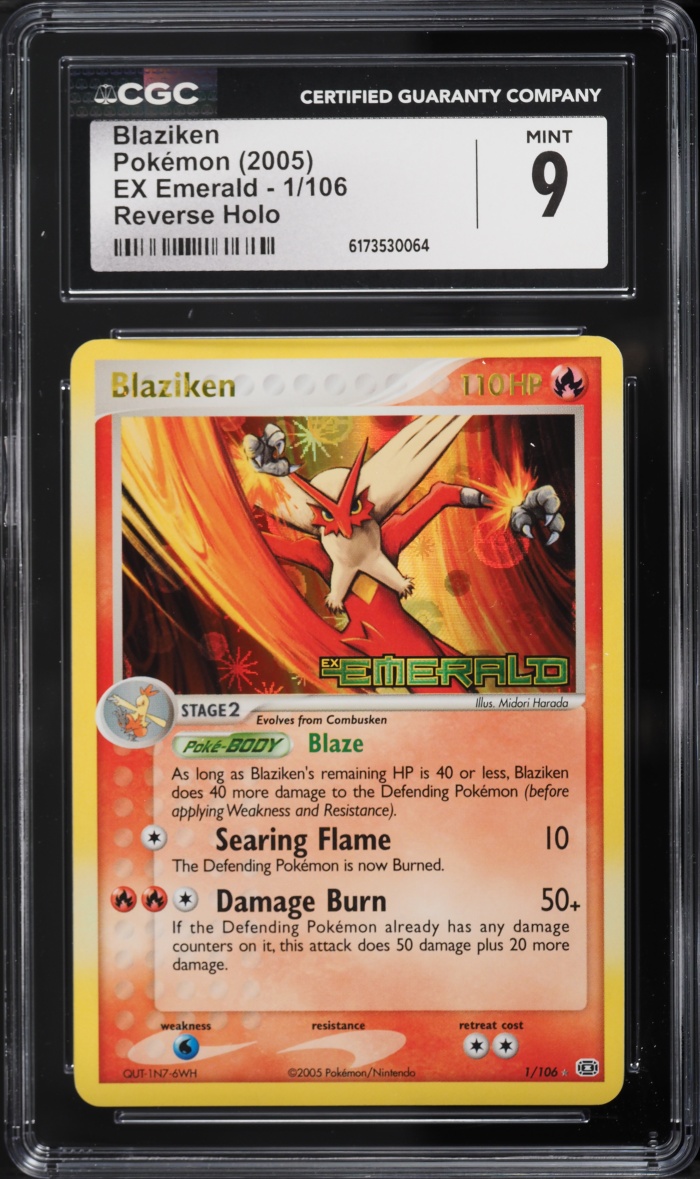 2005 Pokemon EX Emerald Reverse Holo Blaziken #1 CGC 9 MINT