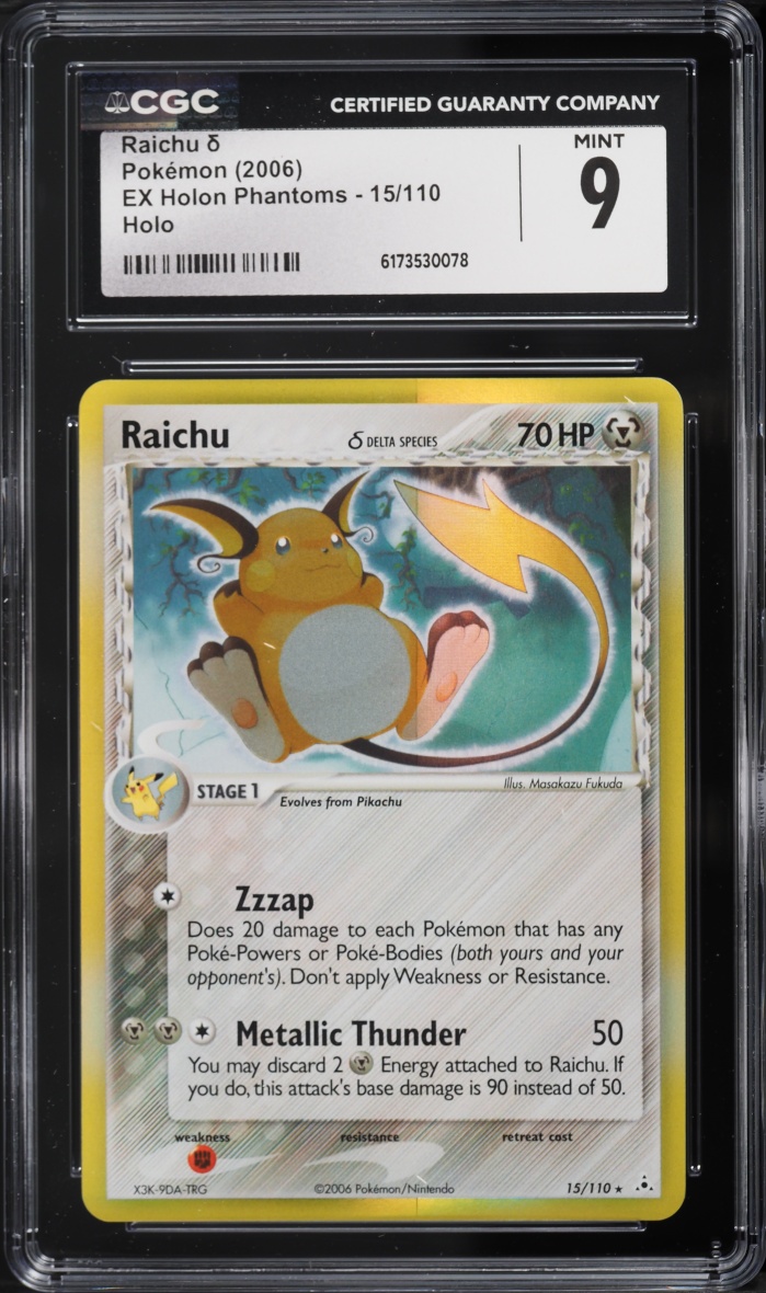 2006 Pokemon EX Holon Phantoms Holo Raichu #15 CGC 9 MINT