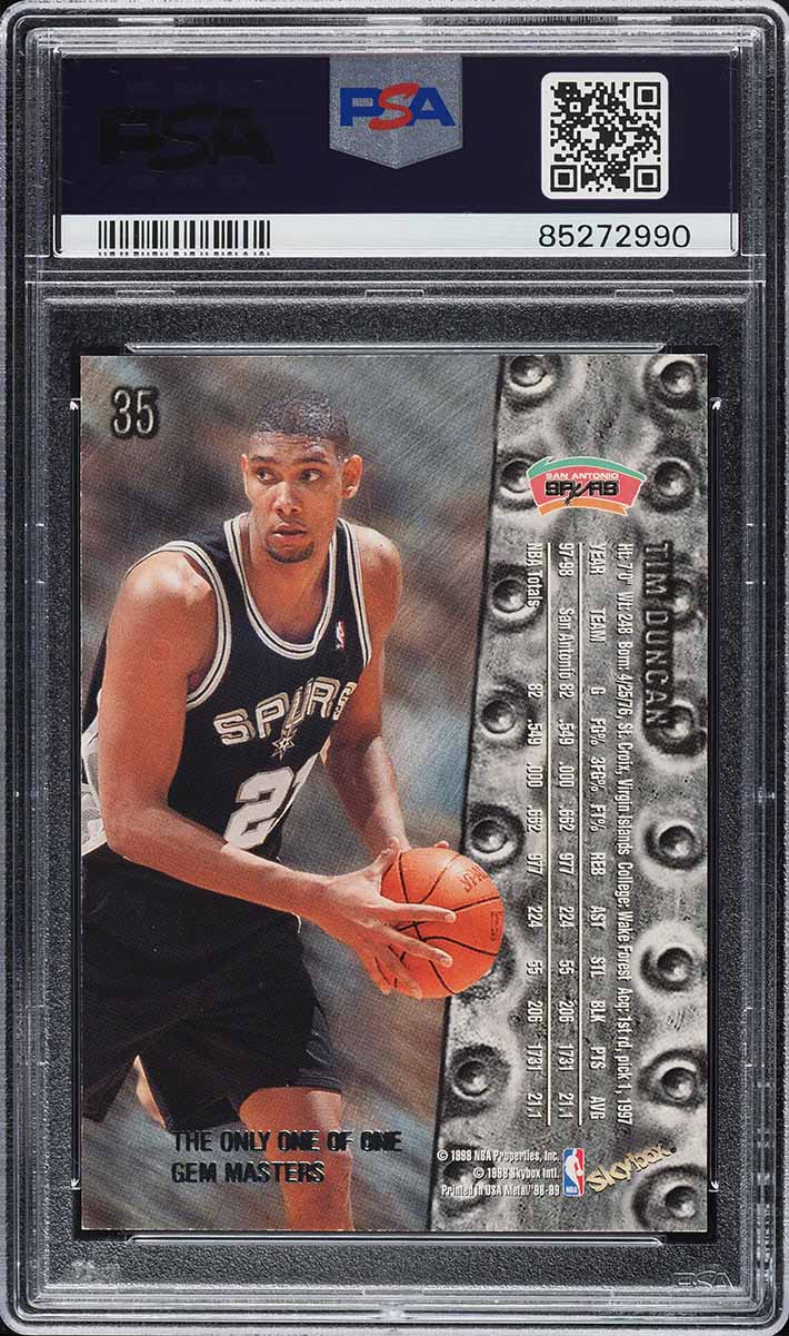 1998 Metal Universe Gem Masters Tim Duncan 1/1 #35 PSA 7