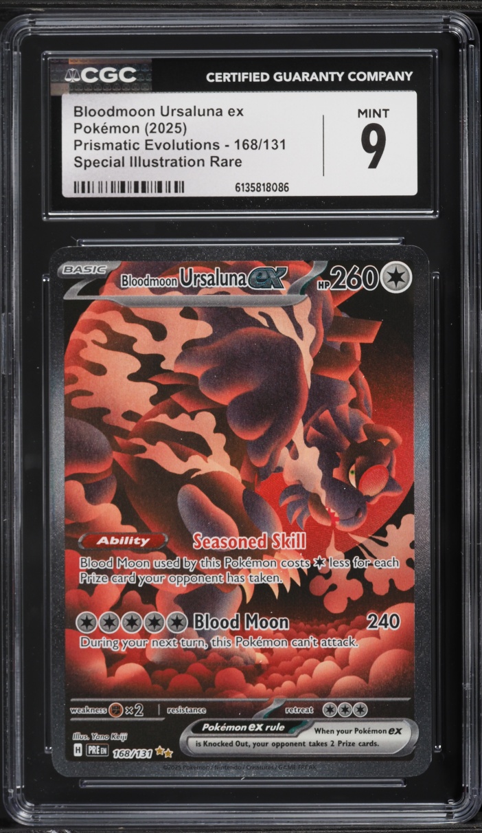 2025 Pokemon Scarlet & Violet Prismatic Evolutions SIR Bloodmoon Ursaluna ex #168 CGC 9 MINT