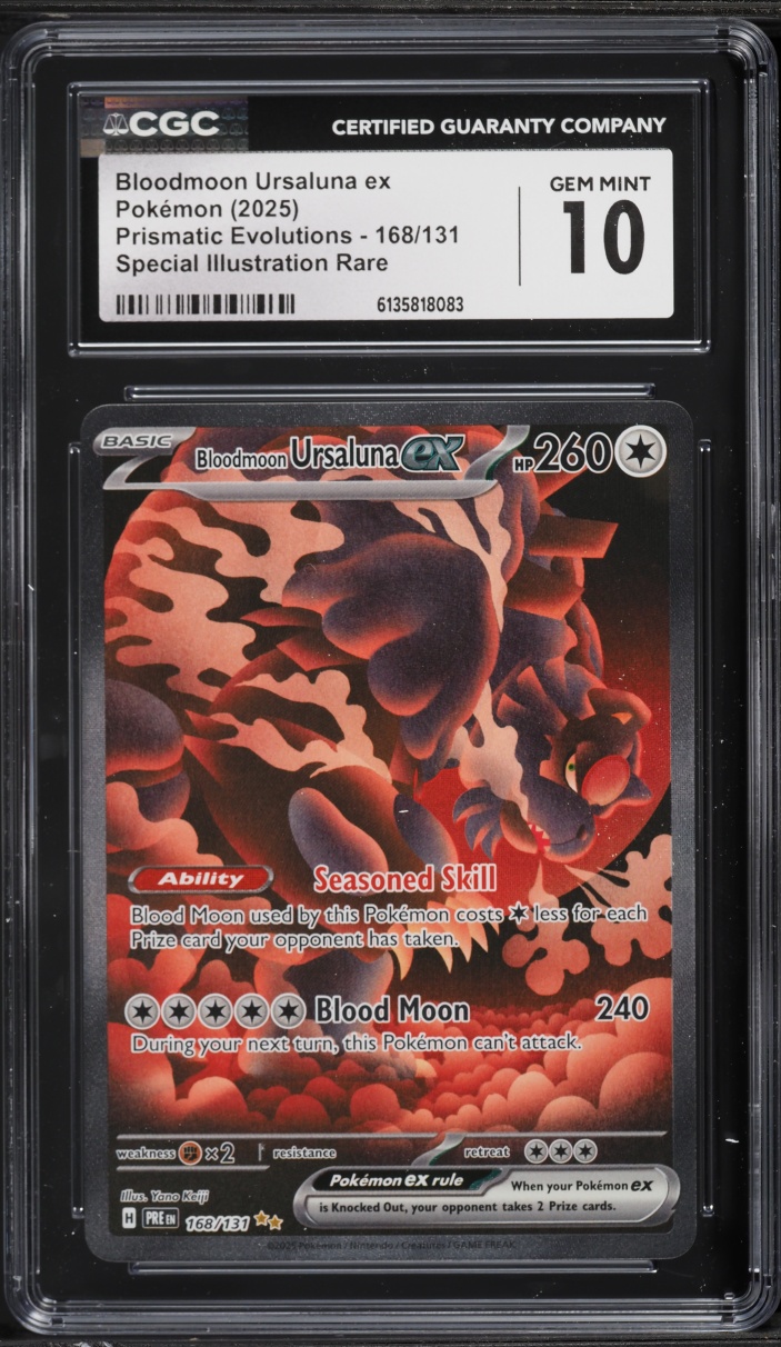 2025 Pokemon Scarlet & Violet Prismatic Evolutions SIR Bloodmoon Ursaluna ex #168 CGC 10 GEM