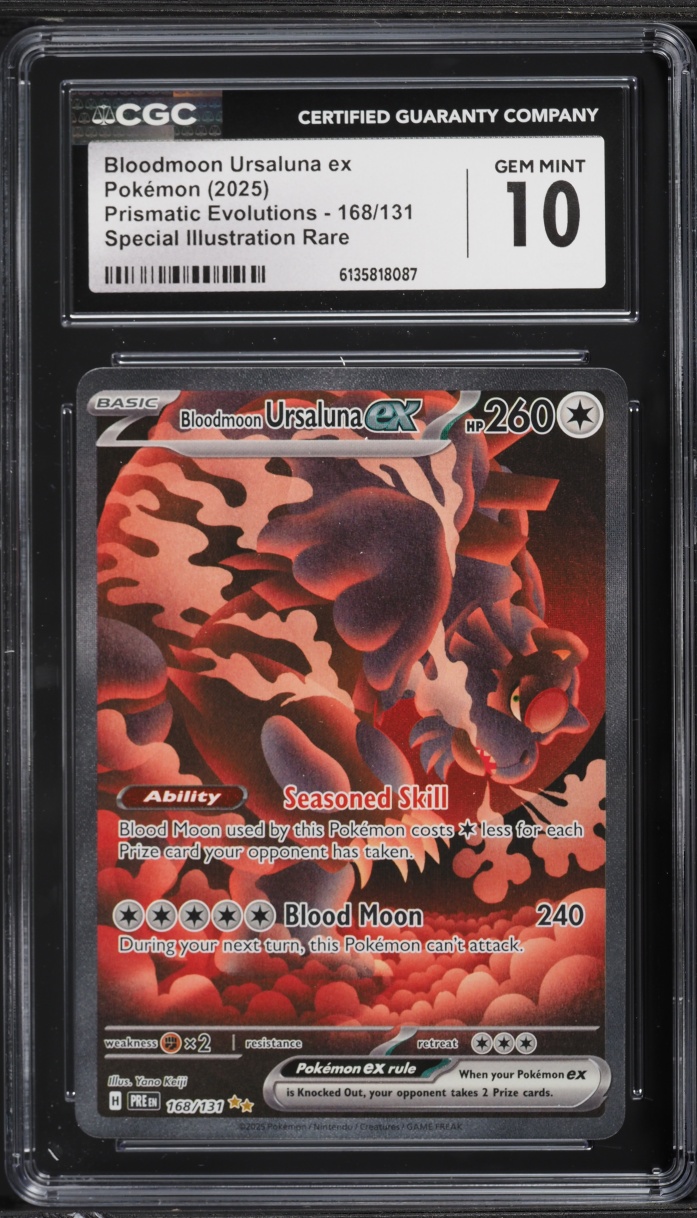 2025 Pokemon Scarlet & Violet Prismatic Evolutions SIR Bloodmoon Ursaluna ex #168 CGC 10 GEM
