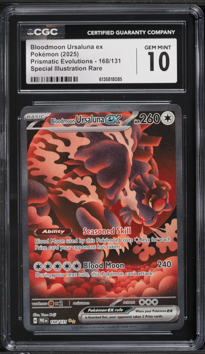 2025 Pokemon Scarlet & Violet Prismatic Evolutions SIR Bloodmoon Ursaluna ex #168 CGC 10 GEM