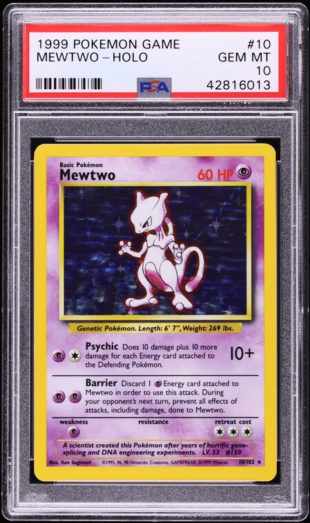 1999 Pokemon Base Set Holo Mewtwo #10 PSA 10 GEM MINT