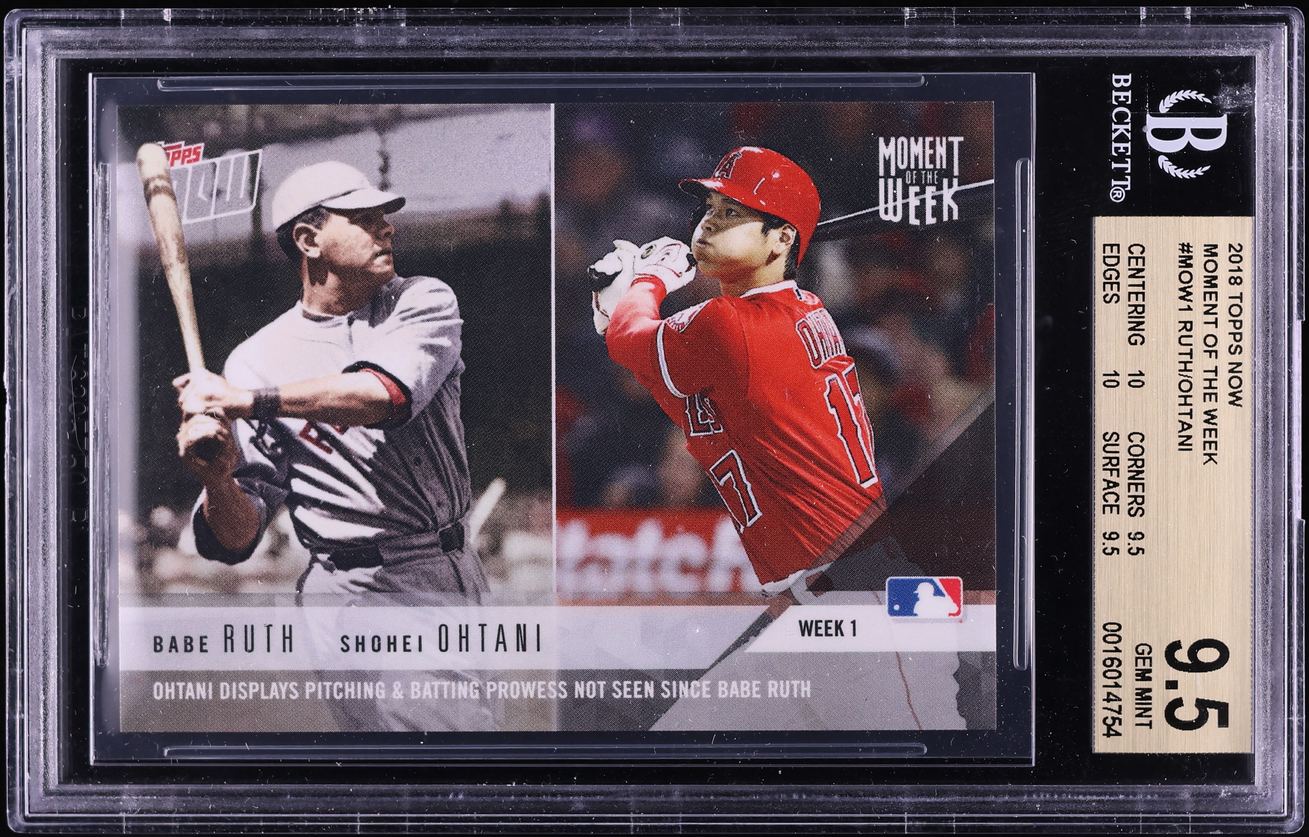 2018 Topps Now Moment Of The Week Babe Ruth Shohei Ohtani