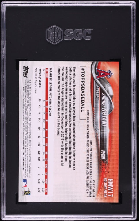 2018 Topps Holiday Metallic Snowflake Shohei Ohtani ROOKIE #HMW17 SGC 8.5 NM-MT+