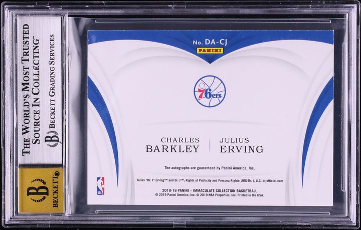 2018 Immaculate Collection Dual Charles Barkley Julius Erving AUTO /10 #DA-CJ BGS 8.5 NM-MT+