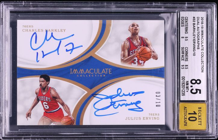 2018 Immaculate Collection Dual Charles Barkley Julius Erving AUTO /10 #DA-CJ BGS 8.5 NM-MT+