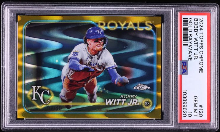 2024 Topps Chrome Gold Raywave Refractor Bobby Witt Jr. /50 #120 PSA 10 GEM MINT