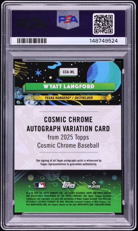 2025 Topps Chrome Cosmic Red Flare Refractor Wyatt Langford AUTO /5 #CCA-WL PSA 9 MINT
