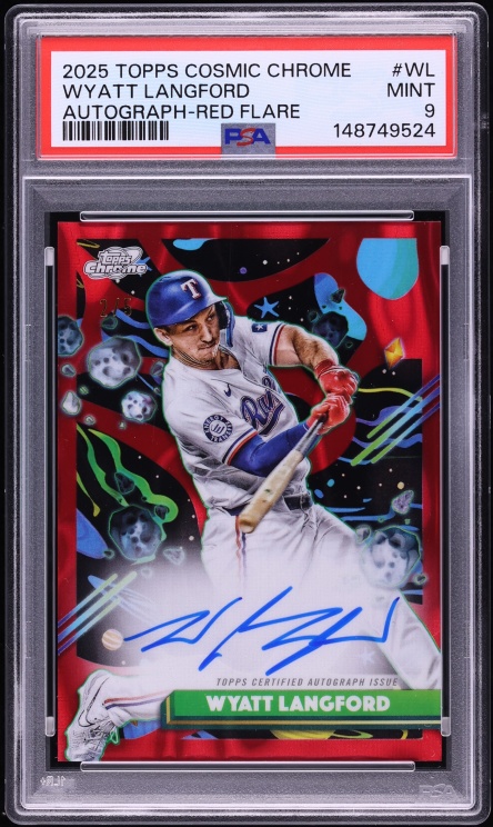 2025 Topps Chrome Cosmic Red Flare Refractor Wyatt Langford AUTO /5 #CCA-WL PSA 9 MINT